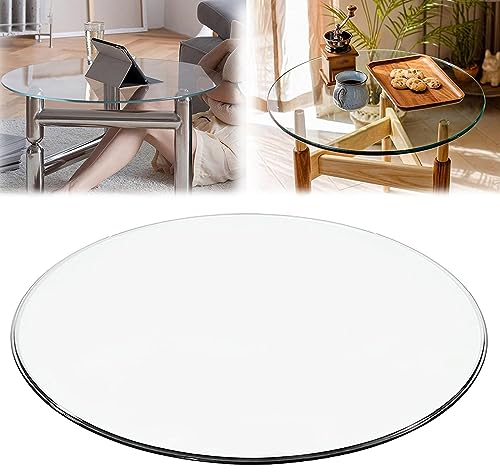 Plateau De Table En Verre Trempé Rond 45CM, Verre Circulaire Remplacement Dessus De Table, DIY Dessus De Table Transparent En Verre, Bords Polis, Pour Salle À Manger/Table Basse ( Color : Clear , Size