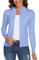 Aottori Cardigan Zippé Femmes à Manches Longues Veste en Maille Manteau Col Montant Sweat-Shirt Côtelé Pull Casual Bleu Ciel S