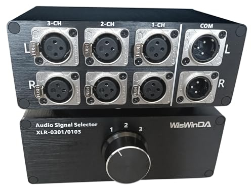 WisWinDa 3-IN-1-OUT XLR Pro Audio Switch Balanced Audio Converter 3 Channel HiFi Stereo Passive Audio Selector Switcher Box No Loss Switching Aluminum Shell Quality XLR Connector (3-IN-1-OUT)