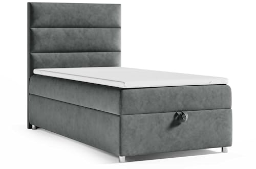 Best For Home Boxspringbett mit Bettkasten Trinity K4-Single Bonellfederkern inkl. Topper (Graphit, 100x200)