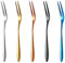 Asanta 5 PCS Stainless Steel Dessert Forks, 5.1 Inch Mini Fruit Forks for Appetizer Cake Cocktail, Mix Color (Silver/Gold/Rose Gold/Black/Blue)