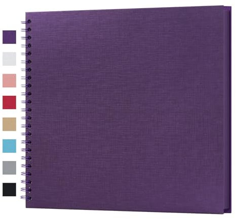 Potricher Fotoalbum zum Selbermachen, Sammelalbum, Hardcover, Kraftpapier, Scrapbook, Fotoalben, Erinnerungsbuch für Hochzeit und Jahrestag, Familie, 30,5 x 30,5 cm, 40 Seiten, Lila