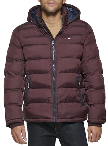 Tommy Hilfiger Adaptive Herren Hooded Puffer Jacket (Standard And Big & Tall) Daunenalternativer Mantel