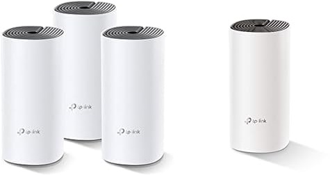 TP-Link Deco M4 (3-Pack) - Mesh Wi-Fi AC1200, Cobertura de hasta 370 m², se Adapta a Pisos y hogares & Deco M4 (1-Pack) - AC1200 Router, Repetidor de WiFi, Mesh WiFi Inteligente, Doble Banda 2.4G