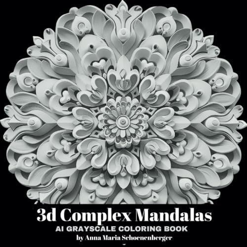 3d COMPLEX MANDALAS - AI Grayscale Coloring Book