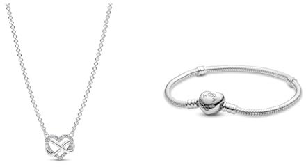PANDORA Moments Funkelnde Unendlichkeits-Herz Collier-Halskette aus Sterling Silber mit Zirkonia Steinen, Größe 50cm, 392666C01-50