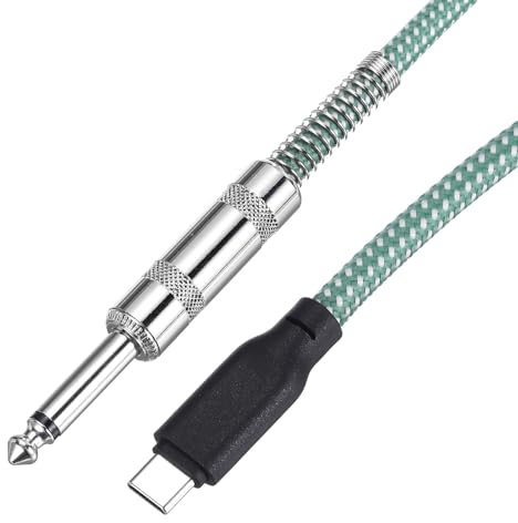 sourcing map 1/4 to USB C Audio Cable, 6.35mm to Type C Mono Interconnect Audio Recording Cable for Piano, Bass, Guitars, 3.3ft