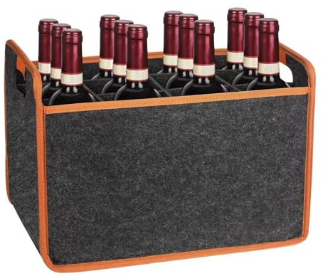 Duroecsain Flaschentasche mit 12 Fächer, Flaschen Tasche aus Filz, Recycelt, 38 x 25 x 26 cm