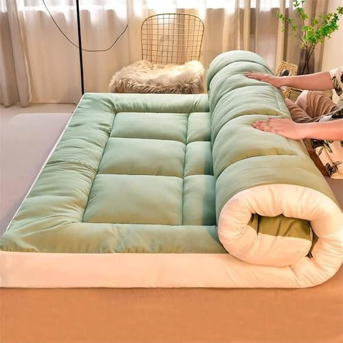 HUMAJORY Japanische Bodenmatratze, Extra Dicke Futon-Bodenmatratze Futon-Matratze, Faltbare Bodenbett-Campingmatratze(Green,90x200cm)