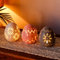 JHY DESIGN Set of 3 Ceramic Decorative Table Lamp 10cm H Mood Lantern Battery Powered Floral Carved Cordless Light Great for Living Room Bedroom Weddings Parties Patio Events Gifts Outdoor (Egg)