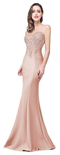 BABYONLINE D.R.E.S.S. Robe de Demoiselle Dhonneur pour Adulte Sirène Tenue Mariage Femme Robe Rose Robe Amincissante Rose Pâle 34