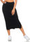 Eight 2 Nine Damen Midi Strick-Rock LETN-084 Damenrock wadenlang mit Schlitz Black M
