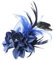PATIKIL Pince à cheveux florale, 1 pièce Élégante broche à fleur en plume Chapeau Soie Mariage Fête Danse Banquet Broches Accessoires Charme Camélia Robe Dame, Bleu avec Plumes Noires