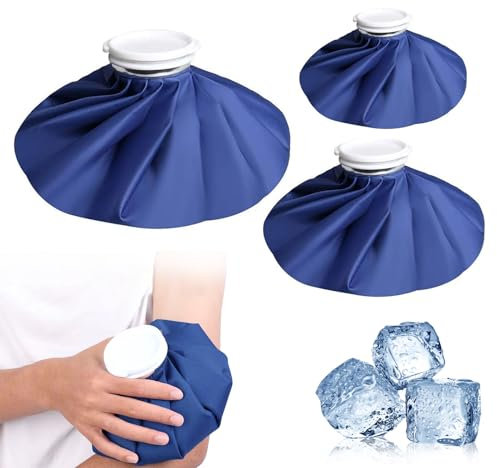 3 PCS Ice Pack for Injuries Reusable, Ice Bags Hot Water Bag, Ice Packs First Aid for Hot & Cold Therapy and Pain Relief with Cover, Muscle Soreness Relief, Swelling Control Whole Body Blue