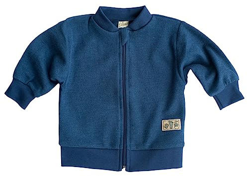 Lilano Natur Wolle-Seide Baby- und Kleinkind Strickjacke, 70% Bio-Wolle, 30% Seide, mit Reißverschluss