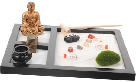 TOYANDONA Wooden Zen Garden Sandbox Ornament Desktop Zen Garden Kit Adorn Meditation Accessory for Home Office
