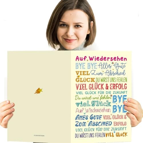 BETESSIN Abschiedskarte Kollegen Jobwechsel A4 - Abschied Kollegen Karte mit Umschlag - Abschiedsgeschenk Kollegen Jobwechsel - Lustige Geschenke für Kollegen zum Abschied und Jobwechsel