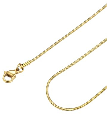 FOCALOOK 1,2mm Collier Serpent Femme Fine & Ajustable Argent/Plaqué Or | Chaîne Femme Or Rose Noir Acier Inoxydable avec Chaine 45-75 cm + 5cm Rallonge pour Pendentif Bijou Excellant Cadeau Femmes