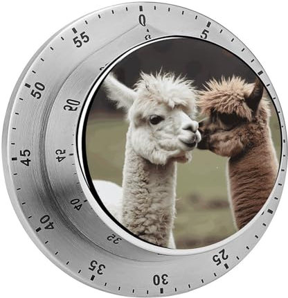 Mechanischer Edelstahl-Timer, lustiger Alpaka-bedruckter Küchentimer, strapazierfähig, mechanischer Timer, Kochtimer für Küche, für Training, Backen, Spielen oder Arbeit
