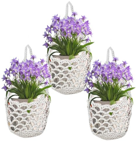 Gohytal Macramé, juego de 2 cestas colgantes bohemias, jarrones de pared y macetas colgantes, para interior y exterior, jardín, balcón, ventana, salón