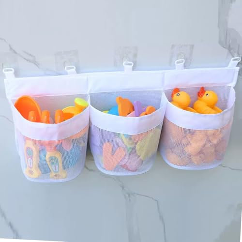 Bath Tub Toy Storage Organizer, Bath Tub Toy Organizer, Bathtub Toys Storage, Baby Bath Toy Organizer for Tub, Kids Toy Net Storage, Shower Basket Accessories Bath Toys Holder for Tub (Signal White)