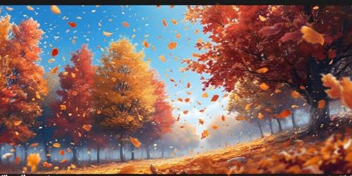 Malen Nach Zahlen Erwachsene Groß, Malen Nach Zahlen Herbst Gefallene BläTter, DIY Handgemalt Ölgemälde Kits Inklusive Pinsel und Acrylfarben, Knitterfreie Leinwand, Home Haus Wand Deko 20x40 cm K-399