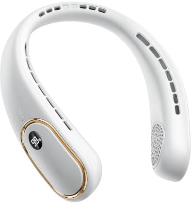 WASAGA Bladeless Neck Fan with LED Display & 4000mAh 10W Fast Charging | Portable Rechargeable Cooling 3-Speed | Wearable Personal Fan for Women Men, Outdoor Travel Sports Office