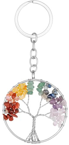 Sahoottie Portachiavi da donna con albero della vita, Argento 2 - Rotondo