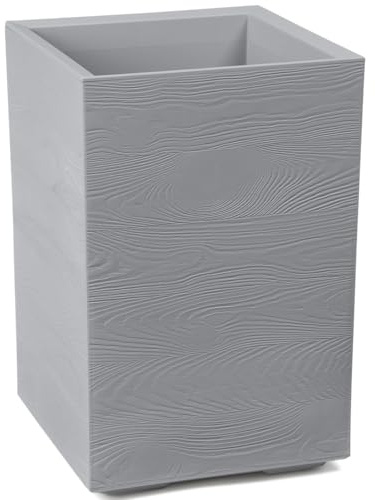 HowHomely Macetero Gris 59 x 40 x 40 cm Maceta Grande Exterior – Jardinera con Ruedas con tapón de desagüe – Maceta Rectangular de Madera para jardín y terraza