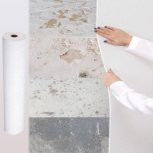 Dalle de Plafond Panneaux de Plafond Muraux Blancs de 3mm D'épaisseur, Papier Peint Autocollant pour Plafond en Plaques de Plâtre / Béton, Crédence de Plafond en PVC pour Salle de Bain(0.5x5m(1.6x16.4