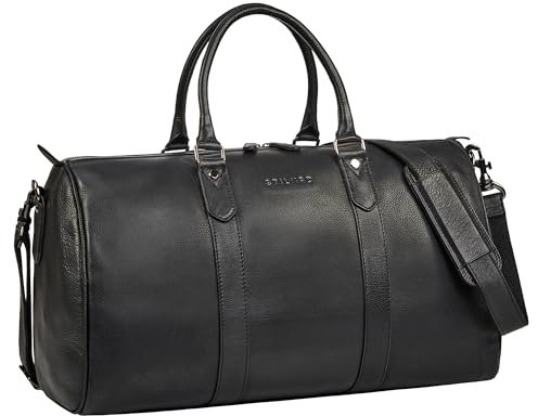 STILORD 'Santiago' Vintage Weekender Herren Leder Schwarz zum Umhängen - Kleine Handgepäck Tasche Damen Reisetasche Echtleder Sporttasche 28L Travel Bag für Kurztrip