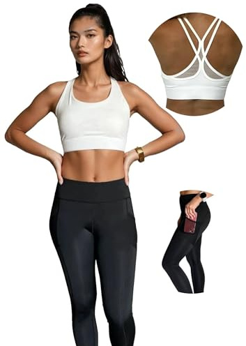Ballandoro Completo Palestra Donna - Set Leggins Push Up e Top Sportivo | Tuta Completa Pantaloncini Workout e Canotta Fitness, Abbigliamento da Yoga Running Pilates, Outfit Allenamento con Tasche