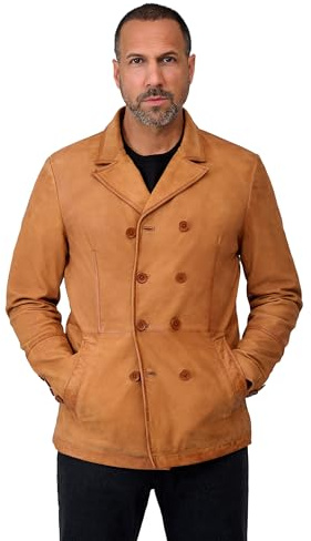 RICANO Victor - Klassische Herren Lederjacke mit Rückenschlitz und Glattlederdetails (Slim Fit) - Vegetarisch gegerbtes Büffel Nappa Leder