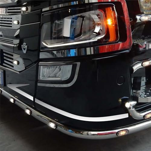 Decalart Kit 2 Aufkleber für Stoßstange LKW Truck Bumper Stripes Seitenstreifen Dekoration für LKW L 134 (090 Silber)