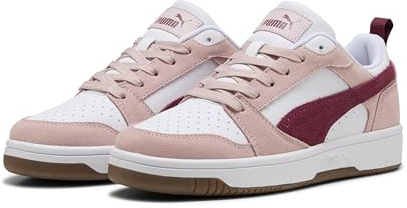 Puma Rebound v6 Low SD Sneakers for Unisex-Adult, White with pink, 26.0 cm