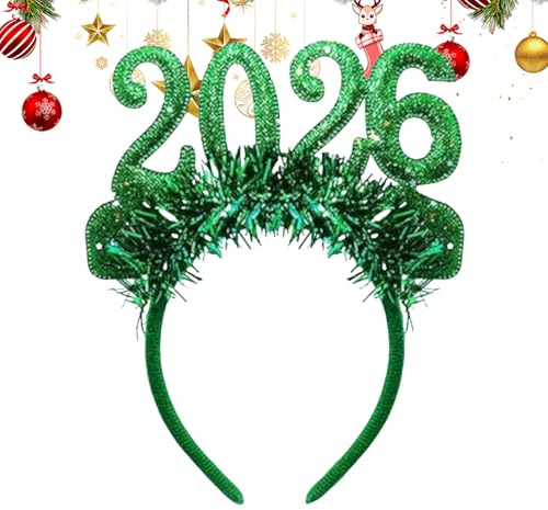 Generisch Neujahr Stirnband - 2026 Glitzer Kopfschmuck,Silvester Kostüm Haaraccessoires - Für Frauen Kostüm Geburtstag Veranstaltungen Zu Hause Klassenzimmer Innenbereich Feiertag