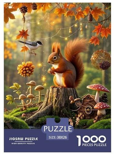 Eichhörnchen Puzzle 1000-teiliges Herbst Puzzles Stress Abbauen Familien-Puzzlespiel 100% Recycelter Pappe Erwachsenenpuzzle Ab 14 Jahren 38x26cm/1000pcs