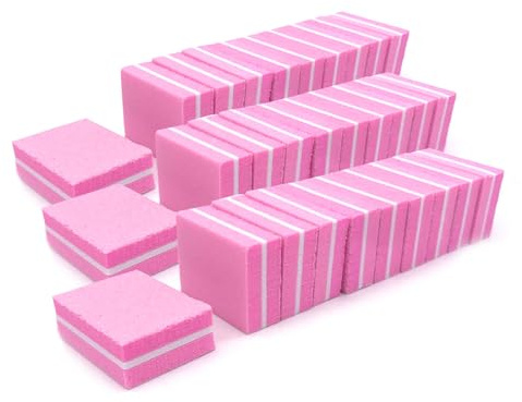 Libenxue 30 Pcs Mini Nail Buffer Blocks, Professional Sanding Blocks for Natural & Gel Nails, Pink Nails Polish Buffers for Acrylic Nail Care