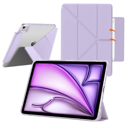 YealRed Coque Étui pour iPad Air 13 Pouces M4/M3/M2 (2026-2024) (Violet) | Support Fin Tablette pour iPad Pro 12,9 Pouces 6e/5e/4e/3e Gén, Dos Transparent, Étui de Protection Magnétique Antichoc