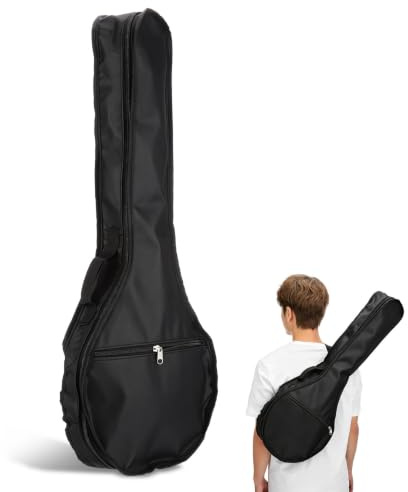 Mandolin Carry Bag Portable Thick Padded Oxford Cloth Backpack | Black, with Handles, Lightweight Design, Simple Unisex Style, for Everyday Transport and Organized Storage