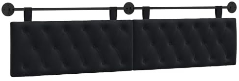 vidaXL Hängendes Kopfteil Schwarz Samt, Schlafzimmer, modernes Wand-Kopfteil, rechteckig mit Samtbezug, gesteppt, Holzwerkstoff, platzsparende Dekoration