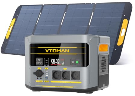 VTOMAN FlashSpeed 2400 Tragbare Powerstation mit 400W Solarpanel | 2400W AC Ausgang, 1408Wh LiFePO₄, erweiterbar bis 2688Wh, 1 Std. Schnellladung, Solargenerator für Camping, Wohnmobil, Reise