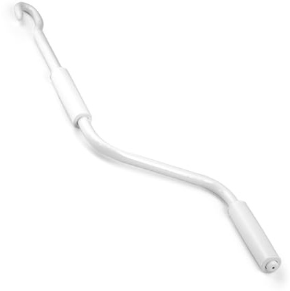 TELKES - Manivela para Toldo Exterior – Barra Accionamiento para Toldos Enrollables | Maneta Metálica Resistente con Gancho | Recambio Universal para Toldos Manuales (Blanco, 120 Cm)
