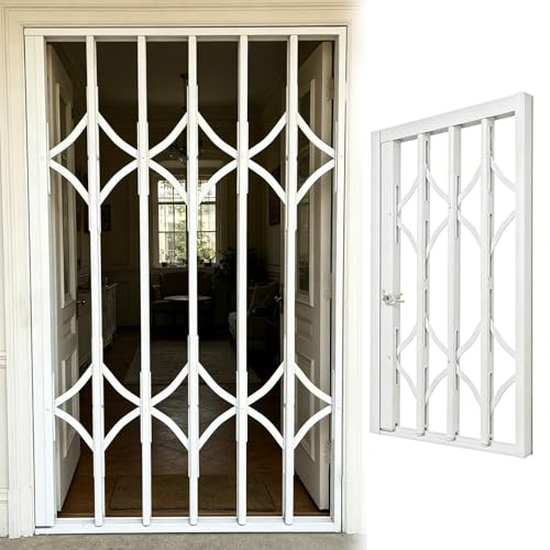Inferriate per Finestre Porta Pieghevole Alta 75 95 100 120 180 200 210 cm con Serratura, Grate di Sicurezza Antifurto a Scomparsa per Finestre, Barre Leggere Finestre(W50xH150cm/20x59in)