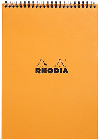 Rhodia 18500C Note Pad mit Doppelspirale, DIN A4, kariert, 80 g, 21 x 29.7 cm, 80 Blatt, orange