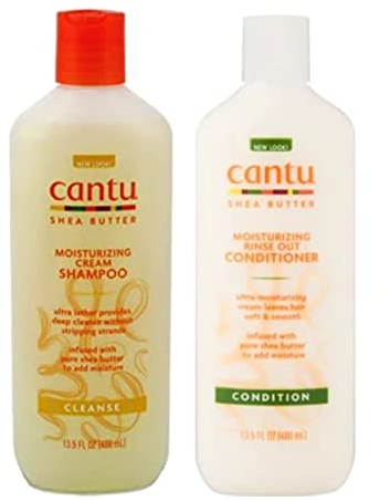 Cantu Moisturizing Cream Shampoo 13.5 oz & Moisturizing Rinse Out Conditioner 13.5 oz by Cantu