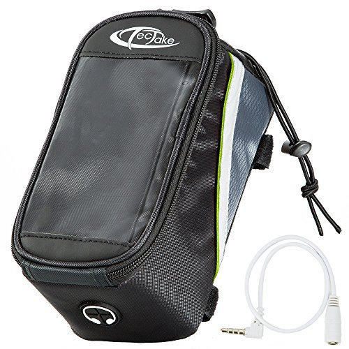 tectake® Handy Fahrradtasche, Fahrrad Rahmentasche, Fahrradtasche Rahmen, Handyhalter wasserabweisend, Handyhalterung, Fahrrad Tasche, Rennrad Zubehör, e Bike oder Mountainbike - Schwarz-Grün, L