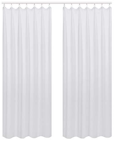 WOLTU Vorhang Blickdicht Gardinen mit Kräuselband für Schiene, 2er Set Leichte & weiche Verdunklungsvorhänge wärmeisolierend Thermovorhang Kälteschutz für Wohnzimmer Schlafzimmer, 135x245cm Grau Weiß
