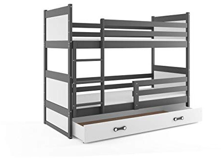 Etagenbett RICO für Kinder 190 x 80 graphit/weiß + Matratzen gratis