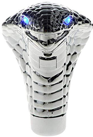 Universal Auto Coche Manual Gear Stick Palanca De Cambio Pomo Palanca de Cambio, Cobra Serpiente Azul ojo LED luz cambio de marchas pomo para transmisión Manual/automática, color cromo azul